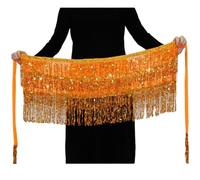 Paowsietiviity Modischer Bauchtanz-Röcke, Retro-Stil, Quastenröcke, mehrfarbig, Pailletten, Wickelkleidung, Tanzkleidung, glänzende Strasssteine, Rave-Kostüm, Damen, Rosenrot, Orange, as description