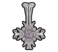 Papa Emeritus Grucifix Cross Ghost BC Heavy Metal Doom Hard Rock Band Bestickter Aufnäher Aufbügler (12.5 x 18 cm), Silber/Violett