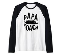 Papa Roach - Herren Unisex-Erwachsene Classic Infest Logo Raglan Shirt Schwarz S Crew Neck Langarm Polyester 100% Pull-On Klassische Passform Standardlänge