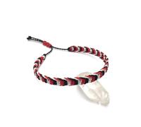 Papacho Creations Armband in Rot, Schwarz und Weiß, geflochten, aus Makramee mit gewachstem Faden, handgefertigt in Frankreich, verstellbar, Uni und wasserbeständig, Breite 6 mm, Artikelnummer