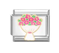 papasgix Italian Charms Module Blumen für 9mm Italian Charm Bracelet DIY Italian Style Charms für Damen Abnehmbar Italienisches Charm Armband Zubehör Mädchen Junge Geschenk(Pink Lotus)