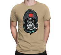 PAPAYANA - Angry Ape - Herren Fun T-Shirt - Regular Fit - AFFE Gorilla of Duty - Khaki - 3XL