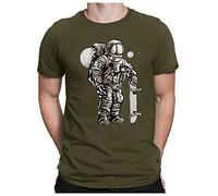 PAPAYANA - Astronaut-Skater - Herren Fun T-Shirt - Wars Space Ship Star Apollo - 3XL Oliv