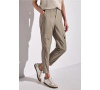 Paperbag-Hose STREET ONE, Damen, Gr. 44, Länge 28, grau (vintage stone), Web, Obermaterial: 68% Lyocell, 32% Viskose, unifarben, casual, lang, Hosen, im Cargo-Look (13254316-44) vintage stone