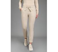 Paperbag-Hose KANGAROOS, Damen, Gr. 34, N-Gr, steingrau, Popeline, Obermaterial: 50% Baumwolle, 46% Polyamid, 4% Elasthan, loose fit knöchelfrei, Hosen Paperbag-Hose, Casual Popeline-Hose, gerades Bei