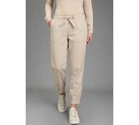 Paperbag-Hose KANGAROOS, Damen, Gr. 38, N-Gr, beige (steingrau), Popeline, Obermaterial: 50% Baumwolle, 46% Polyamid, 4% Elasthan, loose fit knöchelfrei, Hosen Paperbag-Hose, Casual Popeline-Hose, knö