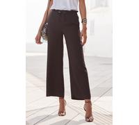 Paperbag-Hose LASCANA "mit weitem Bein aus luftiger Viskoseware", Damen, Gr. 42, N-Gr, schwarz, Web, Obermaterial: 100% Viskose, unifarben, figurumspielend lang, Hosen Paperbag-Hose, mit Taschen, Wide