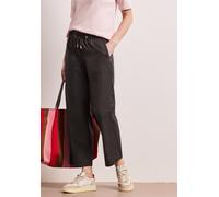 Paperbag-Hose STREET ONE, Damen, Gr. 40, Länge 28, schwarz (deep earth (länge 28)), Web, Obermaterial: 98% Baumwolle, 2% Elasthan, unifarben, loose fit knöchelfrei, Hosen Paperbag-Hose, mit elastische