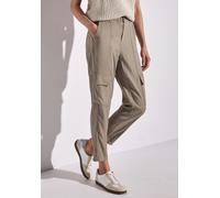 Paperbag-Hose STREET ONE, Damen, Gr. 44, Länge 28, grau (vintage stone), Web, Obermaterial: 68% Lyocell, 32% Viskose, unifarben, casual, lang, Hosen, im Cargo-Look (13254316-44) vintage stone