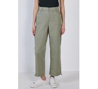 Paperbag-Hose STREET ONE STUDIO, Damen, Gr. 40, Länge 28, grün (pale mud grün), Web, 98% Baumwolle, 2% Elasthan, unifarben, comfort fit knöchelfrei, Hosen Paperbag-Hose, High Waist (43510431-40) pale