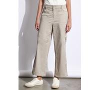 Paperbag-Hose STREET ONE STUDIO, Damen, Gr. 44, Länge 28, moonstone sand, Web, 98% Baumwolle, 2% Elasthan, unifarben, casual, comfort fit knöchelfrei, Hosen, High Waist (46637754-44) moonstone sand