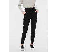 Paperbag-Hose VERO MODA "VMEVA HR LOOSE PAPERBAG PANT GA NOOS", Damen, Gr. XS (34), Länge 34, schwarz, Milano Rib, Obermaterial: 65% Viskose, 30% Nylon, 5% Elasthan, unifarben, loose fit knöchellang,