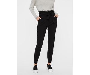 Paperbag-Hose VERO MODA "VMEVA HR LOOSE PAPERBAG PANT GA NOOS", Damen, Gr. XXL (44), Länge 34, schwarz, Milano Rib, Obermaterial: 65% Viskose, 30% Nylon, 5% Elasthan, unifarben, loose fit knöchellang,
