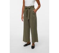 Paperbag-Hose VERO MODA "VMSYDNEY HW PAPERBAG ANKLE PANT NOOS", Damen, Gr. L, Länge 32, kalamata, Web, Obermaterial: 53% Viskose, 35% Polyester, 12% Nylon, unifarben, knöchelfrei, Hosen Paperbag-Hose,