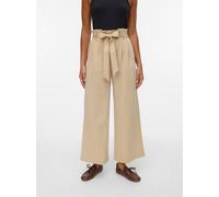 Paperbag-Hose VERO MODA "VMSYDNEY HW PAPERBAG ANKLE PANT NOOS", Damen, Gr. L, Länge 32, safari, Web, Obermaterial: 53% Viskose, 35% Polyester, 12% Nylon, unifarben, knöchelfrei, Hosen Paperbag-Hose, M