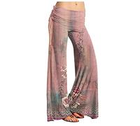 Paperbag Hosen Damen Palazzo Hose Damen Kurze Hosen Damen Sommer High Waist Retro Geblümt Bedruckt Palazzo Hose Elastische Taille Yoga Hose Stretch Freizeithose Freizeithose Damen (Rosa, 3Xl)