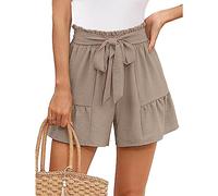 Paperbag Shorts Damen Sommer Kurze Hose Damen High Waist Palazzo Shorts Damen Weites Bein Tie Knot Süße Rüschen Sommershorts Hotpants Strandshorts Damenshorts für Frauen