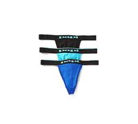 Papi Herren 3er Pack Premium Fashion Cotton Active Stretch Thong, Schwarz/Kobalt/Blau, Medium