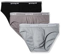 papi Herren Baumwolle, Niedrig, 3er-Pack Slip, Schwarz/Anthrazit/Heather Grey, Small