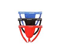 Papi Herren Premium Cheeky Butt-flaunting Cotton Jock Strap, Of Underwear, 3er Pack, Rot/Schwarz/Blau, M EU