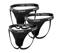 Papi Herren Premium Cheeky Butt-flaunting Cotton Jock Strap, of Underwear, 3er Pack, Schwarz, L EU
