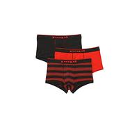 Papi Herren Stilvolle brasilianische Solid and Print Trunks (3er Pack Herren Unterwäsche), schwarz/red, Medium