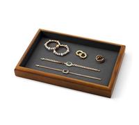 Papten Holz Schmucktablett, Schmuck Organizer Schmuckeinsatz für Schublade stapelbare Schmuckablage Jewelry Tray Schmuck Display 25x17x3cm (Grau)