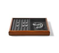 Papten Holz Schmucktablett, Schmuck Organizer Schmuckeinsatz für Schublade stapelbare Schmuckablage Jewelry Tray Schmuck Display 25x17x3cm (Grau)