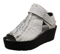 Papucei Damen Sandalette aus Leder Weiß, Applikation auf dem Blatt, Plateauabsatz, Detail Silber. weiß Gr. 39