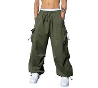 Parachute Pants Y2k Herren Cargohose Herren Outdoorhose Baggy Sporthose Lange Weite Cargo Hose Casual Weich Freizeithose Loose Fit High Waist Skihose Lockere Hose Streetwear