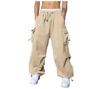 Parachute Pants Y2k Herren Cargohose Herren Outdoorhose Baggy Sporthose Lange Weite Cargo Hose Casual Weich Freizeithose Loose Fit High Waist Skihose Lockere Hose Streetwear