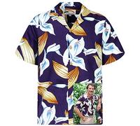 Paradise Found Tom Selleck Original Hawaiihemd, Kurzarm, Calla Lily, Violett, XXL