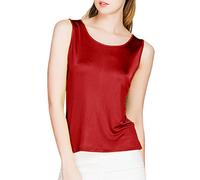 Paradise Silk Ärmelloses Damen-Tanktop aus 100 % Seidenstrick, burgunderfarben, XS