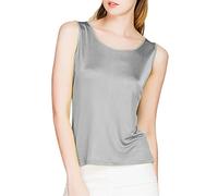 Paradise Silk Ärmelloses Damen-Tanktop aus 100 % Seidenstrick, grau, M