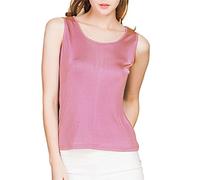 Paradise Silk Ärmelloses Damen-Tanktop aus 100 % Seidenstrick, Gummi rot, L