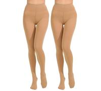 Paralinda 2 Paar einfarbige Damen-Strumpfhosen, 80D, weiche, blickdichte Mikrofaser-Strumpfhosen, Hautfarben, S-M