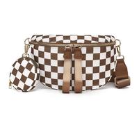 PARAURORA Karierte Bauchtasche Damen, Moderne Crossbody Bag Umhängetasche mit Breitem Schultergurt, Mädchen Brusttasche mit Geldbörse Klein