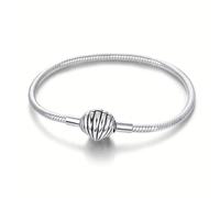 PARCOM 925 Sterling Silber Charm Armband für Frau Schlange Kette Shell Armband Schmuck kompatibel mit Pandora Charms 18cm