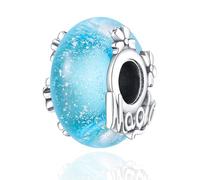 PARCOM Murano Glass 925 Sterling Silver Charms for Bracelets Dangle Pendant Beads, Round Charms fit for Pandora Bracelet for Mother's Day Christmas Birthday Gift