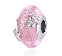 PARCOM Murano Glass 925 Sterling Silver Charms for Bracelets Dangle Pendant Beads, Round Charms fit for Pandora Bracelet for Mother's Day Christmas Birthday Gift