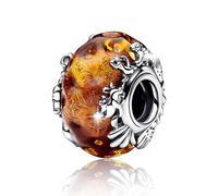 PARCOM Murano Glass 925 Sterling Silver Charms for Bracelets Dangle Pendant Beads, Round Charms fit for Pandora Bracelet for Mother's Day Christmas Birthday Gift