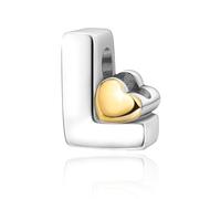 PARCOM S925 Sterling Silver Charms for Bracelets and Necklaces,Letter Charms A-Z for Bracelet Necklace with Golden Heart Initial Beads Pendant Jewelry Bracelets for Women Birthday Ceremony Christmas