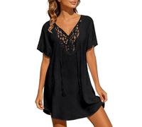 Pareo Damen Strand Kimono Spitze Cover Up - Eleganter Bikini Strandkleid mit Spitze - Sommer Strandponcho Tunika, Leichter Bikini Überwurf für Strand & Urlaub, Pool und Party