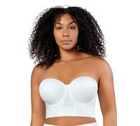 Parfait Elissa Women's Full Figure Strapless Short Bustier Longline Bra P50116-Pearl White-40FF