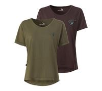Parforce Damen T-Shirts 2er-Pack Hirsch Oliv/Braun XS