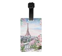 Paris Eiffelturm mit Blumen Gepäckanhänger, Taschenanhänger für Gepäck, Kofferanhänger, Gepäckanhänger mit Namensausweis, für Damen und Herren, Reisen