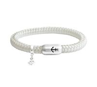 Paris Montana • Das Original Anker Gravur Segeltau Unisex Armband Mit Anker Anhänger Unisex Geflochten Handmade Hochwertiger Magnetverschluss Durchmesser 8mm (Weiß, 23.00 CM)