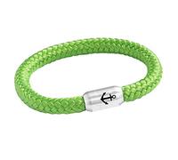 Paris Montana Das Original Anker Gravur Unisex Segeltau Armband Geflochten Handmade Hochwertiger Magnetverschluss 8mm Durchmesser (Grün, 22.00 CM)