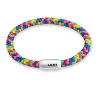 Paris Montana • Das Original Rainbow-Regenbogen-Segeltau-Armband, Unisex, Gravur: LGBT, Sylt, Anker oder Ibiza, Magnetverschluss, Durchmesser 6mm Ø (Rainbow - LGBT, 19.00 CM)