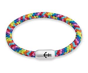 Paris Montana • Das Original Rainbow-Regenbogen-Segeltau-Armband, Unisex, Gravur: LGBT, Sylt, Anker oder Ibiza, Magnetverschluss, Durchmesser 6mm Ø (Rainbow - Anker, 19.00 CM)